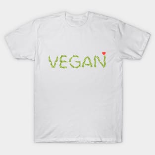 Vegan Love Lettering with Heart, Vegan Lifestyle, Anti-Cruelty, Animal Lover, Meat-Free T-Shirt